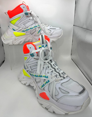Fila Electrove 2 High Women's Chunky Sneakers White Neon Size 8 5RM02187-199