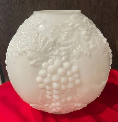 Vintage Grape Custer White Milk Glass Round/Sphere Lamp Shade