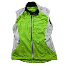 Cannondale Cycling Vest Womens Large Green White Polyester Full Zip Mesh Back