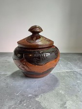 Hand-Carved Wooden Lidded Trinket Box With Floral Design Two Tone
