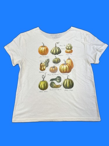 Fifth Sun Pumpkin Variety Graphic Tee White Medium Fall Autumn Shirt