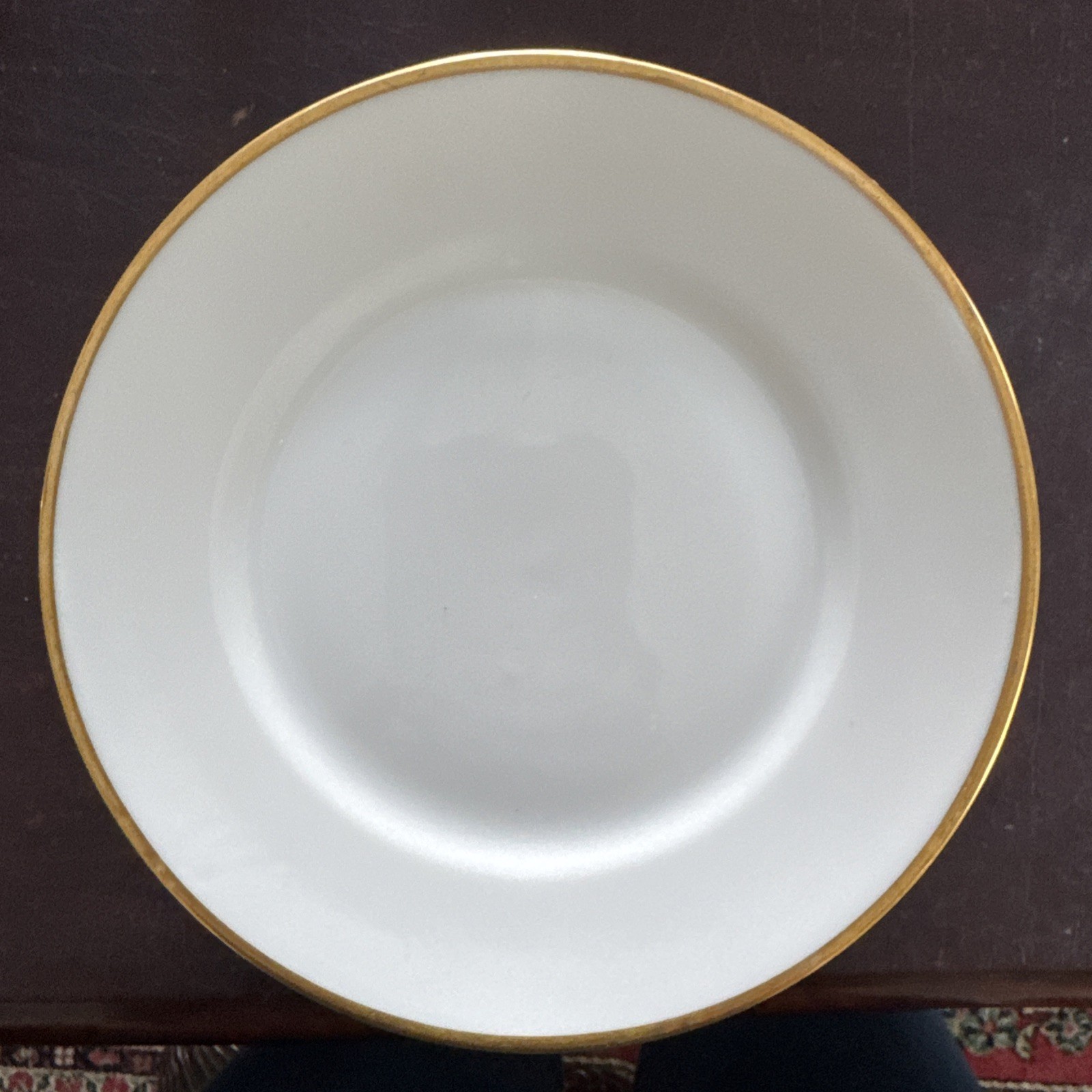 Vintage Theodore Haviland Limoges France White w Gold Trim 7.5” Salad Plates