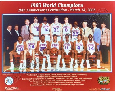 1982-83 PHILADELPHIA 76ERS NBA CHAMPS 8X10 TEAM PHOTO JULIUS ERVING DR J TONEY