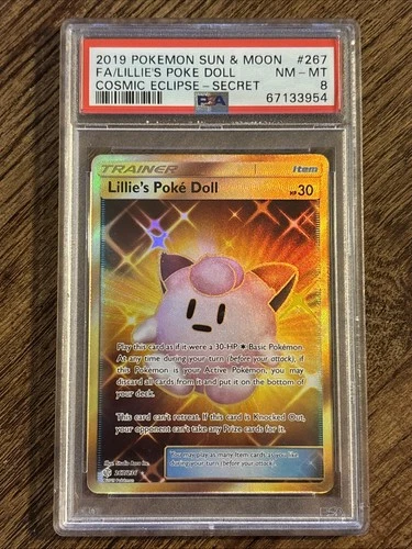 2019 Pokemon Sun & Moon FA/Lillies Poke Doll Cosmic Eclipse Secret #267 PSA 8