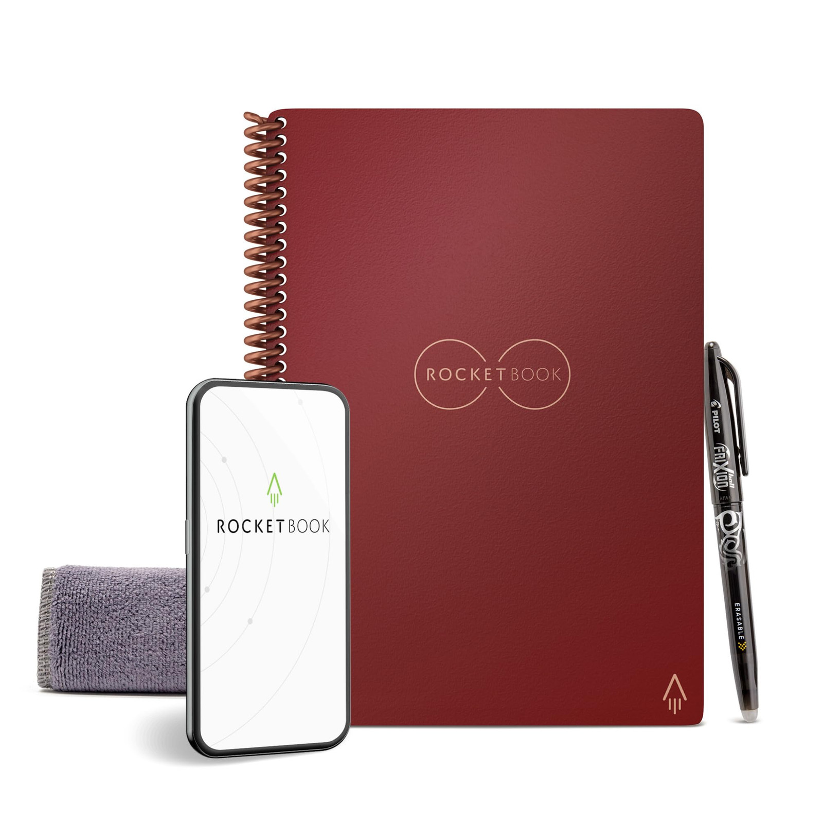 Core Reusable Spiral Notebook, Executive Size 6x8.8, Maroon - Dotted Pages, A...