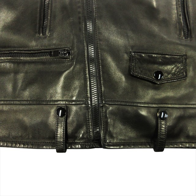 Saint Laurent Paris Borchie Tutto Nero Doppio Cavaliere Giacca Pelle Uomo 52