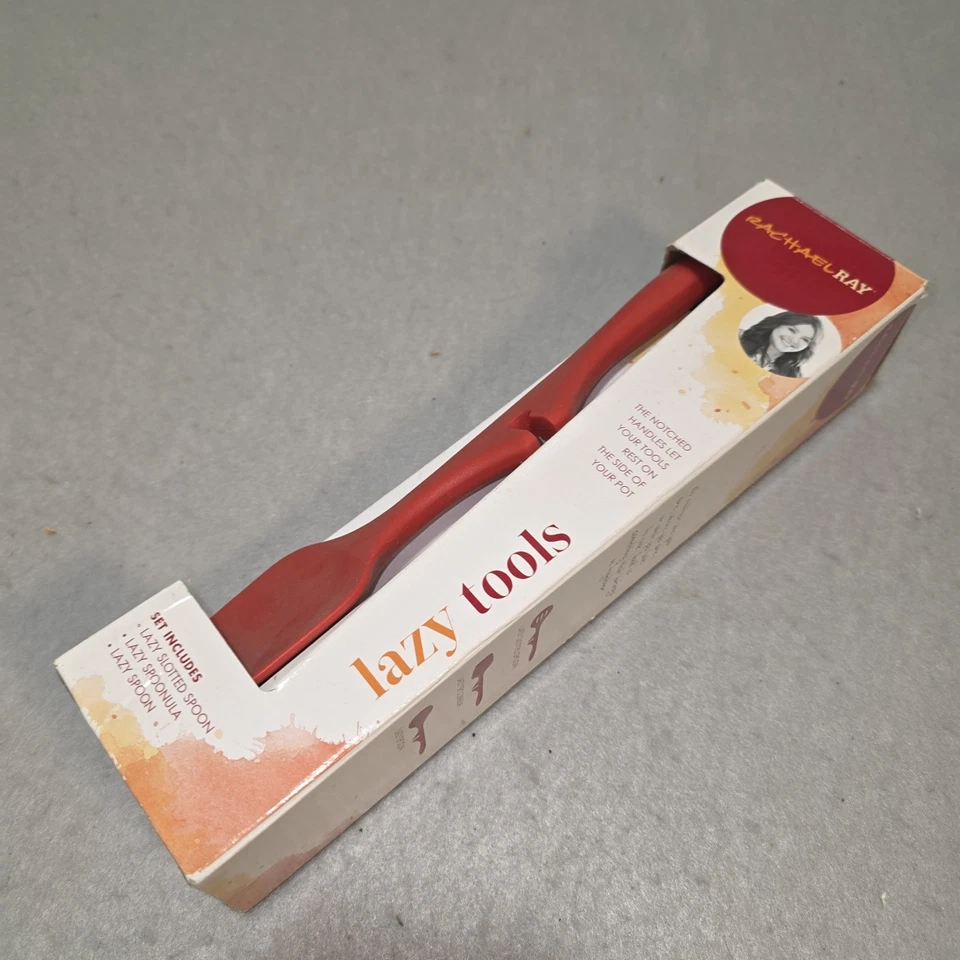 Rachel Ray Lazy Tools Juego de 3 Piezas Nuevo en Caja Cuchara Ranurada Cuchara Silicona Roja Foto 2 de 4