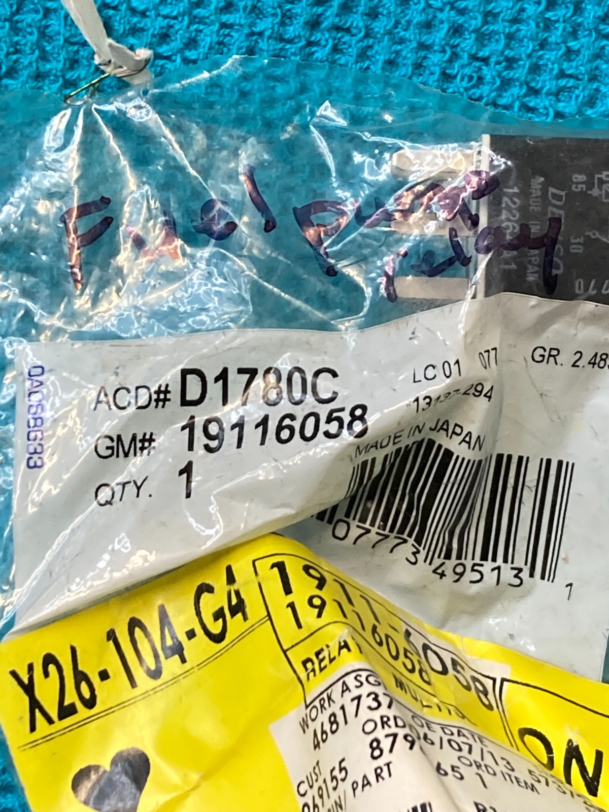 Door Lock Relay, Crew Cab Pickup ACDelco GM Original Equipment D1780C, 19116058