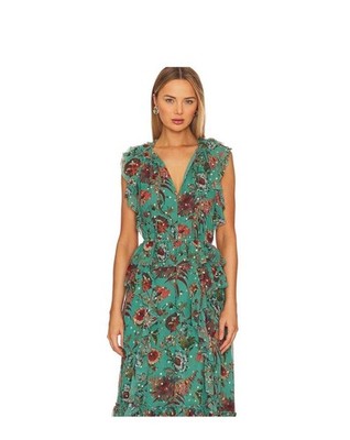 Ulla Johnson Adrienne Women's Floral Silk Blend Midi Dress Garden Bloom Size 8