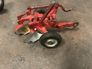 Vintage ARCADE 2 Bottom Plow OLIVER Original Paint w/ Tail Wheel Cast Iron