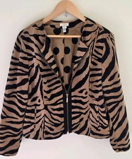 Chico's Women's Jacket Zebra Print Size 3, Full Zip, Suede Feel