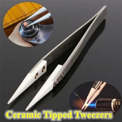 1200°C Ceramic Tip Tweezers Heat Resistant Stainless Steel Soldering Tool
