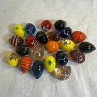 Lot Of 22 Hand Blown Murano Style Glass Easter Eggs Marbles Mini Colorful Swirl
