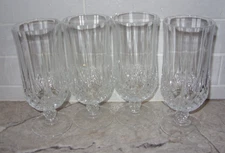 CRISTAL D'ARQUES-DURAND 4 Clear Longchamp Ice Tea Glasses Goblets 7 1/8" VGC