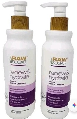 2-Raw Sugar Pineapple + Maqui Berry + Coconut Body Lotion Lot of 2