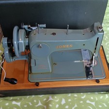Jones D53A Cylinder Shuttle Mechanical Portable Sewing Machine w/ Case & Manual