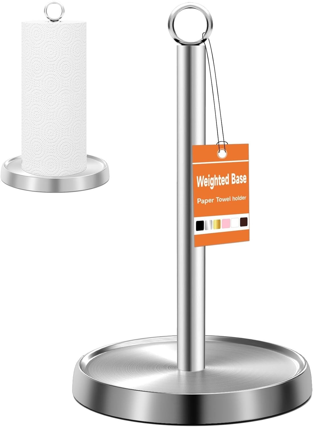 Holder Countertop, Stainless Steel, Weighted Base, Paper Towel Stand