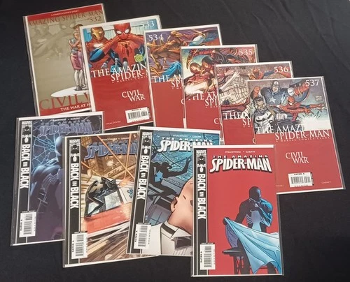 Amazing Spider-Man 10 Issue Comic Lot Civil War Back In Black #539 #534 #535 NM+