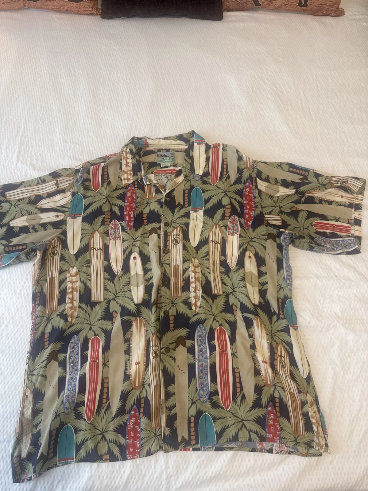 Reyn Spooner Surf Boards Aloha Shirt XXL