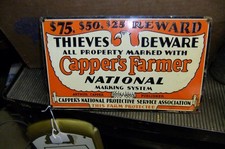 Vintage 1940s 50s Farmer Reward Sign Embossed Eagle Cappers National-guaranteed
