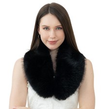 Womens Faux Fur Scarf Collar Neck Warmer Stole Shawl Evening Wrap Cold Winter
