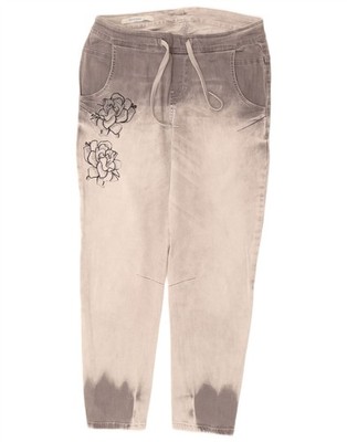 DESIGUAL Damen Crop Slim Jeans Große W34 L26 Grau Batik Baumwolle DQ22