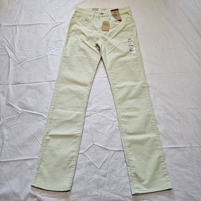 Levi's 724 Corduroy High Rise Slim Straight Light Green Pants Long 4/27
