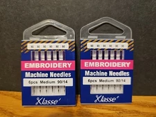2 NEW KLASSE Embroidery 6 PACK MACHINE SEWING NEEDLE 90/14 MEDIUM FREE SHIPPING 