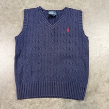 Polo Ralph Lauren Sweater Vest Youth 7 Blue Fade Preppy Preowned