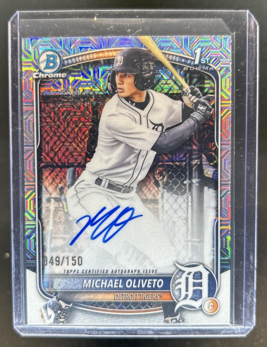 2025 Bowman Draft Michael Oliveto Chrome Auto HTA Choice Refractor 1st #/150