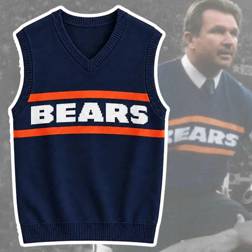 Mikee Ditkaa Chicago Knit Vest Bears Sweater – Classic Sleeveless Pullover S-5XL - product listing photo