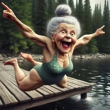 JYXSJYYD 5D DIY Diamond Art Kits for Adults,Old Woman Swimming KM384 