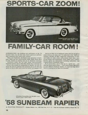 1958 Sunbeam Rapier Coupe de Sport 3-Position Convertible Original Print Ad