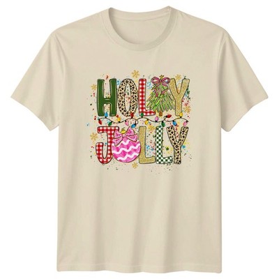 Holy Jolly Christmas Holidays Männer Frauen Grafik T-Shirt Festlich Tee