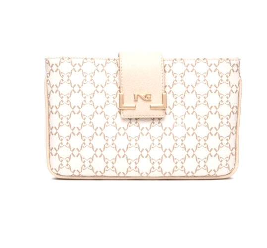 Женская гламурная сумка Nero Giardini E543925D 412 с логотипом на молнии бежевого цвета телесного цвета 25990₽