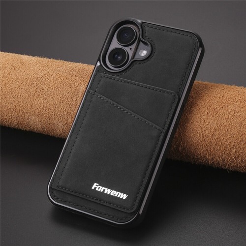 For iPhone 16 15 14 13 12 11 Case Wallet RFID Blocking Leather Card Stand Cover - Picture 15 of 64
