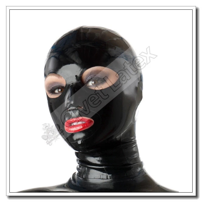 Latex Hoods Mask Full Face Cover Classic Sexy Style Catsuit Wear A01