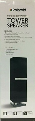 Polaroid PBT3001BK Mini Bluetooth Speaker Slim Single-Tower Remote
