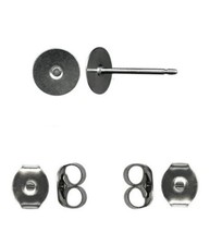 Titanium Earring Posts with 6mm Pads stainless  HypoAllergenic with Ear Nuts