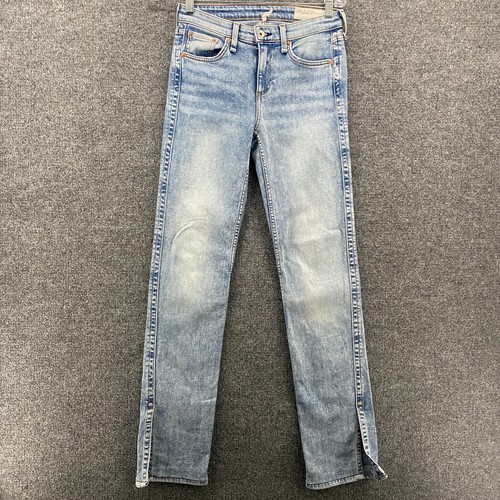 Rag & Bone Jeans Womens 25 Blue Cate Mid Rise Flare Side Slit Light Wash Casual