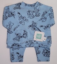 Disney Baby Boy Stitch Blue 2 Piece Ribbed Top Pants Outfit Size 6-9 Months