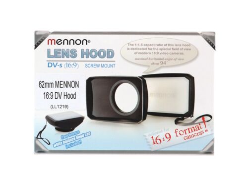62mm MENNON 16:9 DV Video Camera Lens Hood with White Balance Cap - UK STOCK - Picture 1 of 8