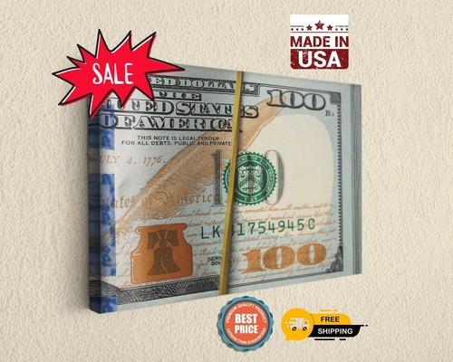 Money Press Rubberband Rolled Up Dollar Money Canvas Print Fine Art - 第 1/7 張圖片