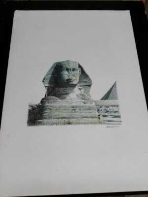 Great Sphinx of Giza Water Color Pencil Art  A4 Size Kent By Wijayasiri Matugama
