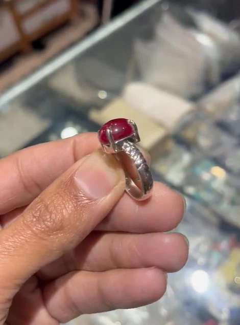 Antique Handmade Designer Red Star Ruby Ring Vintage Ruby Ring Wedding Jewelry - Image 2 of 4