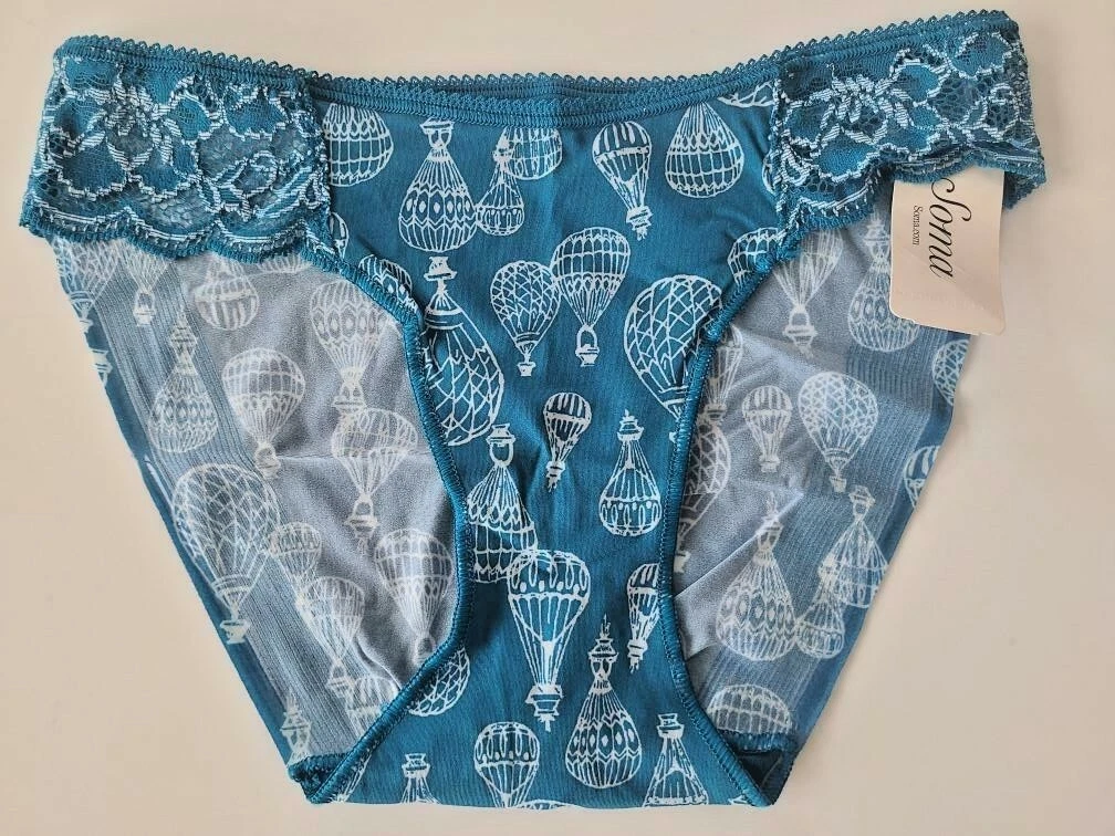 SOMA VANISHING EDGE W LACE MICROFIBER UPLIFTED BIKINI PANTIES XS HOT AIR  BALLOON