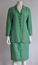 Escada Zweiteiler Set Jacke Rock Leinen Kostüm Kombination Vintage 80er Grün 40