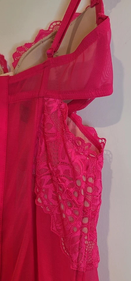 VICTORIA'S SECRET MUY SEXY ROSA ENCAJE CORSÉ BUSTIER SUJETADOR LIGA SLIP NUEVO CON ETIQUETAS 34B Foto 3 de 4