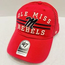 '47 Brand Ole Miss Rebels Highpoint Clean Up Adjustable Hat Cap Red NCAA College