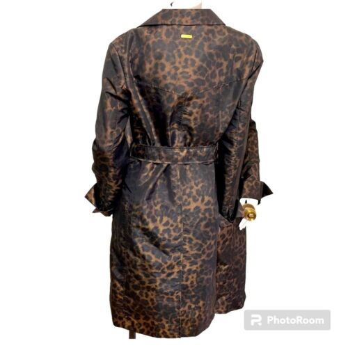 Ellen Tracy Black and bronze, Leopard print women’s trenchcoat size large - Picture 2 of 10